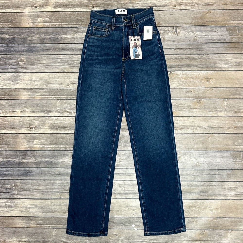 Le Jean Libertine Dark Wash Sabine Ankle Length Straight High Rise Jeans 24 NWT